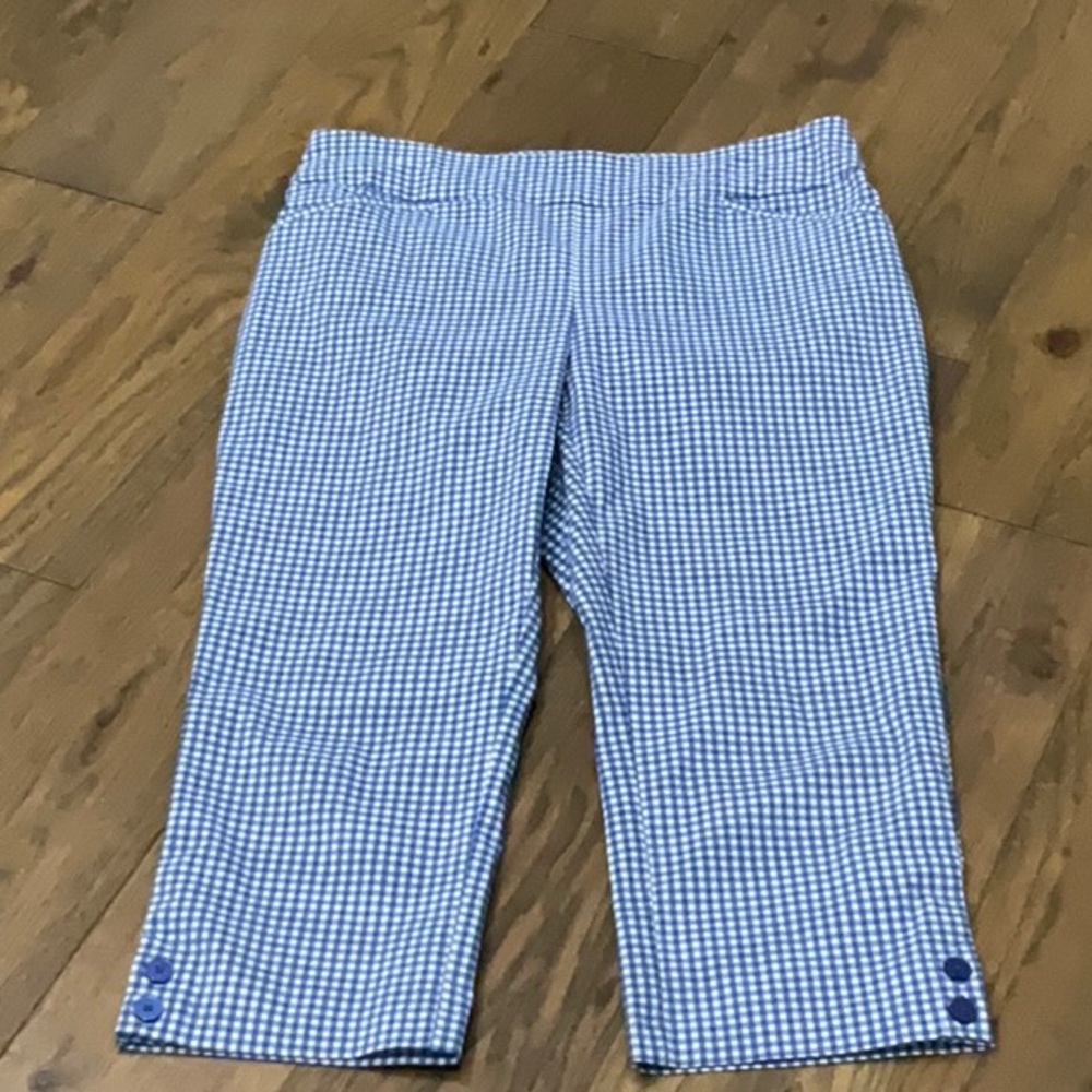 Blue Gingham Cropped Pants
